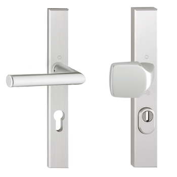 Hoppe Amsterdam smalschild knop/kruk - aluminium F1 - PC92 RS met kerntrekbeveiliging (rechthoekig) - SKG***