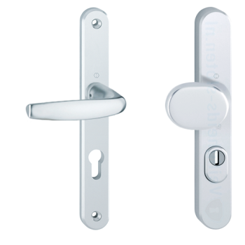 Hoppe Atlanta smalschild knop/kruk - aluminium F1 - PC55 RS met kerntrekbeveiliging (afgerond) - SKG***