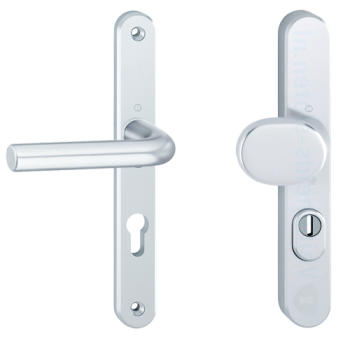 Hoppe Bonn smalschild knop/kruk - aluminium F1 - PC55 RS met kerntrekbeveiliging (afgerond) - SKG*** Hoppe Bonn smalschild knop/kruk - aluminium F1 - PC55 RS met kerntrekbeveiliging (afgerond) - SKG***