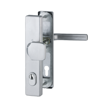 Hoppe Dallas veiligheidsbeslag knop/kruk - F69 - PC92 LS met kerntrekbeveiliging RVS (rechthoekig) - SKG***