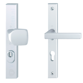 Hoppe Dallas smalschild knop/kruk - aluminium F1 - PC55 LS met kerntrekbeveiliging (rechthoekig) - SKG***