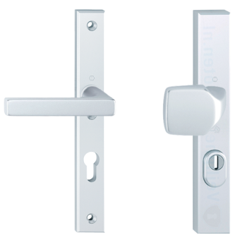 Hoppe Dallas smalschild knop/kruk - aluminium F1 - PC92 RS met kerntrekbeveiliging (rechthoekig) - SKG***