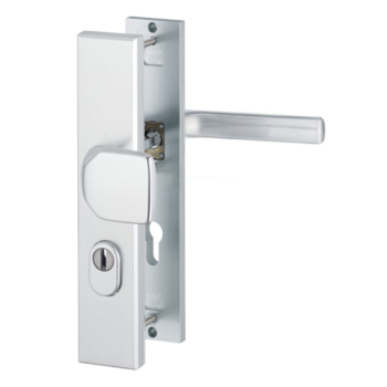Hoppe Dallas veiligheidsbeslag knop/kruk - aluminium F1 - PC55 LS met kerntrekbeveiliging (rechthoekig) - SKG*** Hoppe Dallas veiligheidsbeslag knop/kruk - aluminium F1 - PC55 LS met kerntrekbeveiliging (rechthoekig) - SKG***