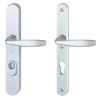 Hoppe New York smalschild kruk/kruk - aluminium F1 - PC55 met kerntrekbeveiliging (afgerond) - SKG*** Hoppe New York smalschild kruk/kruk - aluminium F1 - PC55 met kerntrekbeveiliging (afgerond) - SKG***