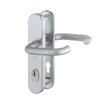 Hoppe Paris veiligheidsbeslag kruk/kruk - F69 - PC92 met kerntrekbeveiliging RVS (afgerond) - SKG*** Hoppe Paris veiligheidsbeslag kruk/kruk - F69 - PC92 met kerntrekbeveiliging RVS (afgerond) - SKG***