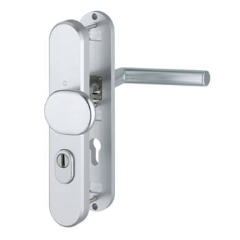 Hoppe Stockholm veiligheidsbeslag knop/kruk - aluminium F1 - PC55 LS met kerntrekbeveiliging (afgerond) - SKG*** Hoppe Stockholm veiligheidsbeslag knop/kruk - aluminium F1 - PC55 LS met kerntrekbeveiliging (afgerond) - SKG***