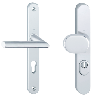 Hoppe Stockholm smalschild knop/kruk - aluminium F1 - PC72 RS met kerntrekbeveiliging (afgerond) - SKG*** Hoppe Stockholm smalschild knop/kruk - aluminium F1 - PC72 RS met kerntrekbeveiliging (afgerond) - SKG***