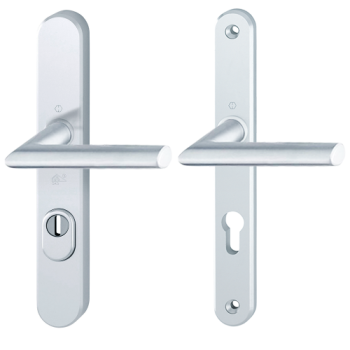 Hoppe Stockholm smalschild kruk/kruk - aluminium F1 - PC92 met kerntrekbeveiliging (afgerond) - SKG***