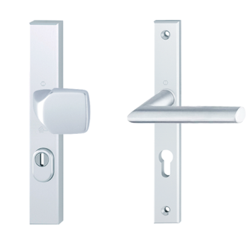 Hoppe Stockholm smalschild knop/kruk - aluminium F1 - PC55 LS met kerntrekbeveiliging (afgerond) - SKG***