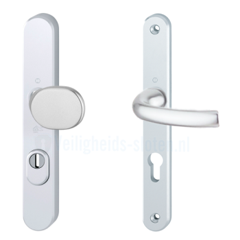 Hoppe Tokyo smalschild knop/kruk - Aluminium F1 - PC72 LS met kerntrekbeveiliging (afgerond) - SKG*** Hoppe Tokyo smalschild knop/kruk - Aluminium F1 - PC72 LS met kerntrekbeveiliging (afgerond) - SKG***
