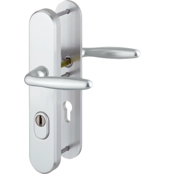 Hoppe Verona veiligheidsbeslag kruk/kruk - aluminium F1 - PC55 met kerntrekbeveiliging (afgerond) - SKG*** Hoppe Verona veiligheidsbeslag kruk/kruk - aluminium F1 - PC55 met kerntrekbeveiliging (afgerond) - SKG***