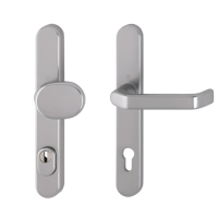 Hoppe smalschild knop/kruk met kerntrekbeveiliging RVS look (afgerond) - SKG***