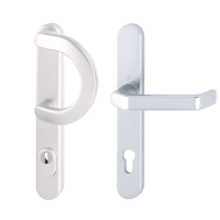 Hoppe smalschild greep/kruk met kerntrekbeveiliging aluminium (afgerond) - SKG***