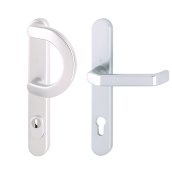 Hoppe smalschild greep/kruk met kerntrekbeveiliging aluminium (afgerond) - SKG*** Hoppe smalschild greep/kruk met kerntrekbeveiliging aluminium (afgerond) - SKG***
