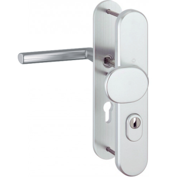 Hoppe Stockholm veiligheidsbeslag knop/kruk - aluminium F1 - PC92 RS met kerntrekbeveiliging (afgerond) - SKG*** Hoppe Stockholm veiligheidsbeslag knop/kruk - aluminium F1 - PC92 RS met kerntrekbeveiliging (afgerond) - SKG***