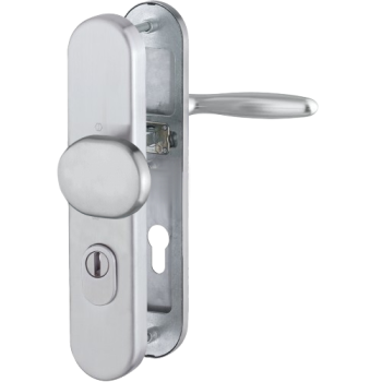 Hoppe Verona veiligheidsbeslag knop/kruk F69 PC72 LS met kerntrekbeveiliging RVS (afgerond) - SKG*** Hoppe Verona veiligheidsbeslag knop/kruk F69 PC72 LS met kerntrekbeveiliging RVS (afgerond) - SKG***