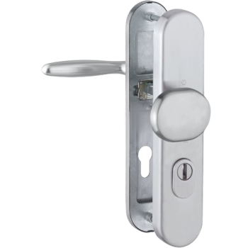 Hoppe Verona veiligheidsbeslag knop/kruk F69 PC55 RS met kerntrekbeveiliging RVS (afgerond) - SKG*** Hoppe Verona veiligheidsbeslag knop/kruk F69 PC55 RS met kerntrekbeveiliging RVS (afgerond) - SKG***