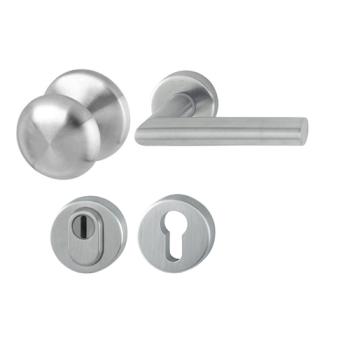 Hoppe Amsterdam voordeur rozetbeslag knop/kruk met kerntrekbeveiliging RVS (rond) DD38-58 mm - SKG***