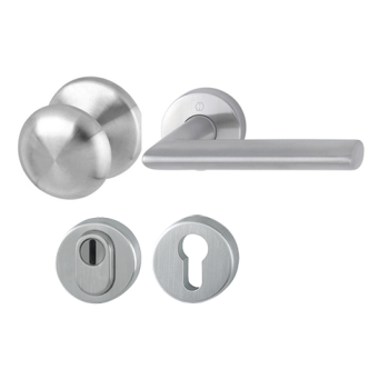 Hoppe Stockholm voordeur rozetbeslag knop/kruk met kerntrekbeveiliging RVS (rond) DD38-58 mm - SKG*** Hoppe Stockholm voordeur rozetbeslag knop/kruk met kerntrekbeveiliging RVS (rond) DD38-58 mm - SKG***