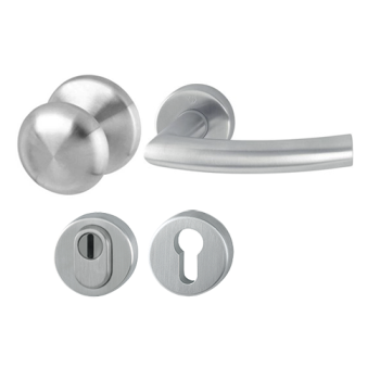 Hoppe Trondheim voordeur rozetbeslag knop/kruk met kerntrekbeveiliging RVS (rond) DD38-58 mm - SKG*** Hoppe Trondheim voordeur rozetbeslag knop/kruk met kerntrekbeveiliging RVS (rond) DD38-58 mm - SKG***