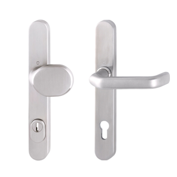 Hoppe smalschild knop/kruk met kerntrekbeveiliging RVS (afgerond) - SKG*** Hoppe smalschild knop/kruk met kerntrekbeveiliging RVS (afgerond) - SKG***
