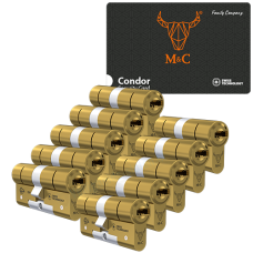 M&C Condor cilinder met kerntrekbeveiliging (10x) - messing - SKG*** M&C Condor cilinder met kerntrekbeveiliging (10x) - messing - SKG***