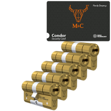 M&C Condor cilinder met kerntrekbeveiliging (5x) - messing - SKG*** M&C Condor cilinder met kerntrekbeveiliging (5x) - messing - SKG***