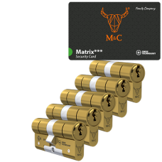 M&C Matrix cilinder met kerntrekbeveiliging (5x) - messing - SKG*** M&C Matrix cilinder met kerntrekbeveiliging (5x) - messing - SKG***