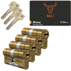 M&C Minos cilinder met kerntrekbeveiliging - messing - (4x) - SKG*** M&C Minos cilinder met kerntrekbeveiliging - messing - (4x) - SKG***