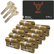 M&C Minos cilinder met kerntrekbeveiliging - messing - (10x) - SKG*** M&C Minos cilinder met kerntrekbeveiliging - messing - (10x) - SKG***