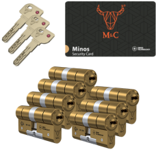 M&C Minos cilinder met kerntrekbeveiliging - messing - (7x) - SKG*** M&C Minos cilinder met kerntrekbeveiliging - messing - (7x) - SKG***