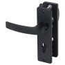 Nemef 3405-2 veiligheidsbeslag kortschild knop/ kruk zwart met kerntrekbeveiliging PC72 deurdikte 38 tot 45 mm SKG3