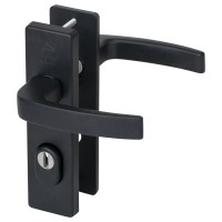 Nemef 3407-2 veiligheidsbeslag kortschild kruk/ kruk zwart met kerntrekbeveiliging PC72 deurdikte 38 tot 45 mm SKG3