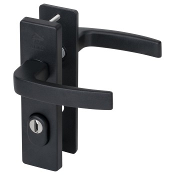 Nemef 3407-2 veiligheidsbeslag kortschild kruk/ kruk zwart met kerntrekbeveiliging PC72 deurdikte 38 tot 45 mm SKG3 Nemef 3407-2 veiligheidsbeslag kortschild kruk/ kruk zwart met kerntrekbeveiliging PC72 deurdikte 38 tot 45 mm SKG3