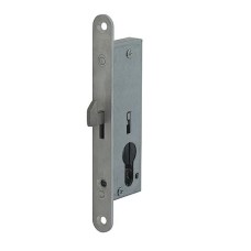 Ne&shy;mef schuif&shy;deur&shy;slot af&shy;ge&shy;rond  DM25 haak&shy;schoot 165x18  Alu&shy;mi&shy;ni&shy;um Dr. 1-2-3-4