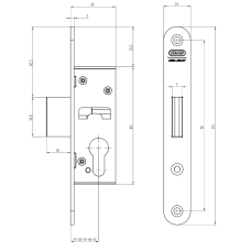 Ne&shy;mef kast&shy;slot af&shy;ge&shy;rond DM25 nacht&shy;schoot 175x24  RVS Dr. 1-2-3-4
