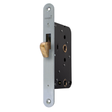 Mau&shy;er bad&shy;ka&shy;mer&shy;schuif&shy;deur&shy;slot af&shy;ge&shy;rond PC63 DM50 haak&shy;schoot 174x20 RVS