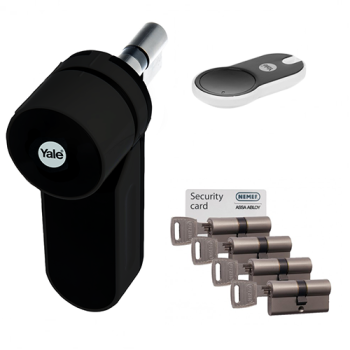 Yale ENTR zwart + NF3 cilinder met kerntrekbeveiliging (5x) - SKG*** Yale ENTR zwart + NF3 cilinder met kerntrekbeveiliging (5x) - SKG***