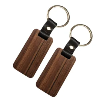 Sleutelhanger - hout/leer (2x)