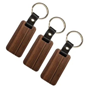 Sleutelhanger - hout/leer (3x)