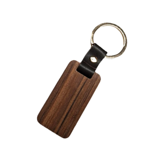 Sleutelhanger - hout/leer