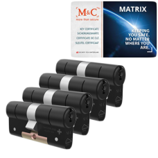 M&C Matrix cilinder met kerntrekbeveiliging (4x) - zwart - SKG*** M&C Matrix cilinder met kerntrekbeveiliging (4x) - zwart - SKG***