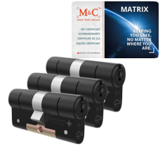 M&C Matrix cilinder met kerntrekbeveiliging (3x) - zwart - SKG*** M&C Matrix cilinder met kerntrekbeveiliging (3x) - zwart - SKG***